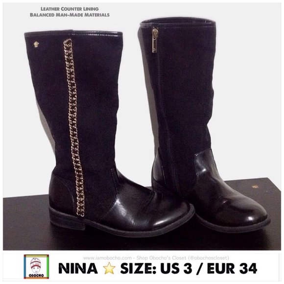 Nina ❤️Leather Counter Lining Man-Made Material Boots Size US 3 (PRE-LOVED) - Picture 1 of 3